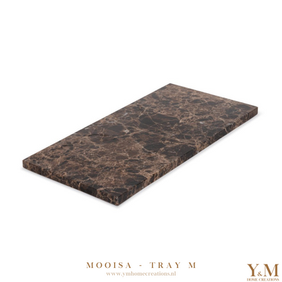 De luxe massief bruin, Dark Emperador MOOISA tray 30x15cm, gemaakt van hoogwaardig marmer van zijn een prachtige toevoeging aan jouw interieur. Supermooi, stoer & luxe. 
