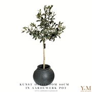 2delig Kunst Olijfboom 90cm met Load Grey aardewerk pot. De TREND van NU!! Shop bij Y&M Home Creations.