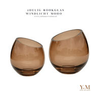 Rookglas Moho Windlicht Taupe Set 2delig - Koop het bij Y&M Home Creations – Eric Kuster – Hotel Chique stijl – Trendy – Smokey glas - Vase The World