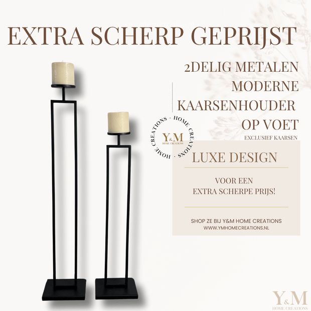 2delig Metalen Moderne Kaarsenhouder op Voet – Luxe Design voor een Extra Scherpe Prijs! Shop bij Y&M Home Creations