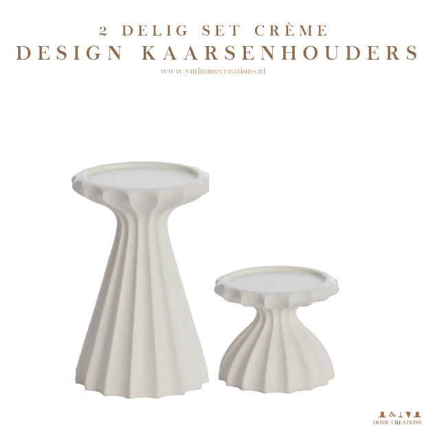 2delig set Design crème kaarsenhouders – Stijl jouw interieur af met deze prachtige, luxe design kaarsenhouders en maak het direct af met LED stompkaarsen
