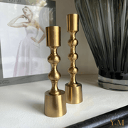 2delig set Luxe Gouden Kandelaars - Slanke Kandelaars - Maak jouw huis af met mooie design kaarsenhouders en maak het direct af met LED dinerkaarsen