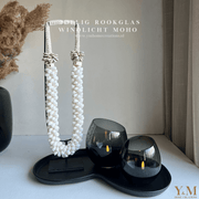 Rookglas Moho Windlicht Grey Set 2delig - Koop het bij Y&M Home Creations – Eric Kuster – Hotel Chique stijl – Trendy – Smokey glas - Vase The World
