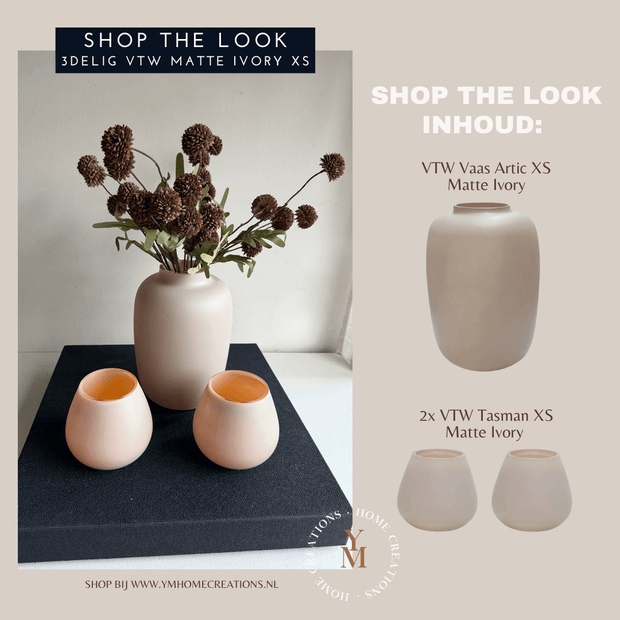 Ontdek de Matte Ivory windlichten & vazen van Vase The World. Gemaakt van zwaar glas, met matte afwerking. Stijlvol in elk interieur!