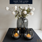 Ontdek VTW Rookglas Grey XS Shop The Look (3-delig). Rookglazen Kara vaas & Tasman windlichten van Vase The World: luxe, trendy en betaalbare woonaccessoires.