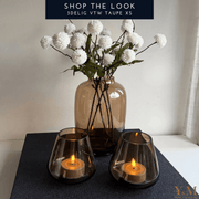 Ontdek VTW Rookglas Taupe XS Shop The Look (3-delig). Rookglazen Artic vaas & Tasman windlichten van Vase The World: luxe, trendy en betaalbare woonaccessoires.