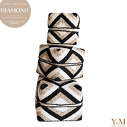 SHOP THE LOOK DIAMOND  - 3 Mooie decoratieve Balinese offermanden met kraaltjes. Handgemaakte van 100% natuurlijke materialen, Bamboe, kraaltjes & hout.
