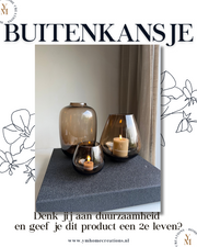 BUITENKANSJE - Y&M Shop The Look ‘SMOKEY’ - Vase The World Rookglas Set met of zonder Pampas Fluffy Pluimen – Eric Kuster – Hotel Chique stijl - Shop the Look! - Rookglas windlichten, Rookglas Vaas Taupe - Cognac 