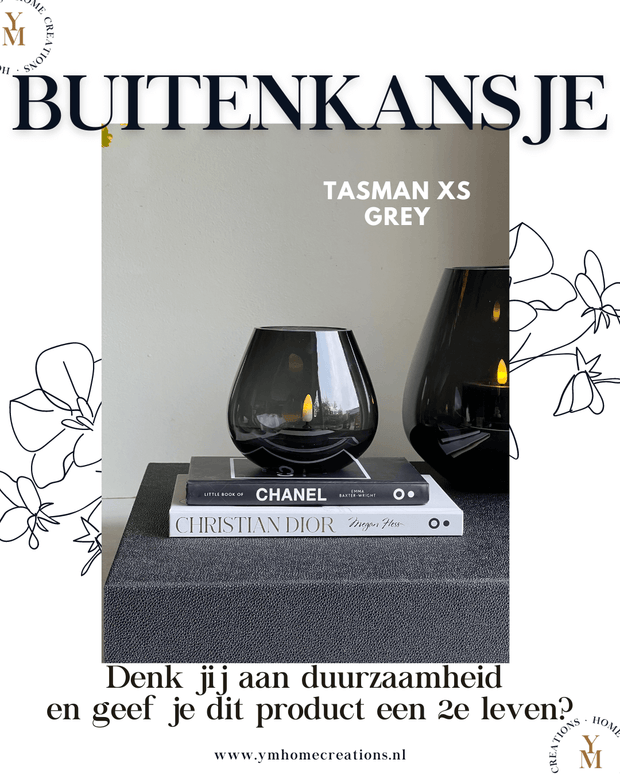 BUITENKANSJE Tasman Rookglas Windlicht GREY XS. Koop direct jouw favoriete rookglas waxinelichthouder MET KORTING en je bent verzekerd van een windlicht die overal zal schitteren!