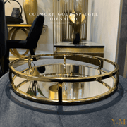 Spiegeldienblad Rond 38x38x7cm - Dit luxe gouden spiegelglas dienblad van het mooie merk Diga Colmore is een eyecatcher in elk huis.  “Met dit exclusieve dienblad van Colmore haal jij de ultieme luxe sfeer in huis!”