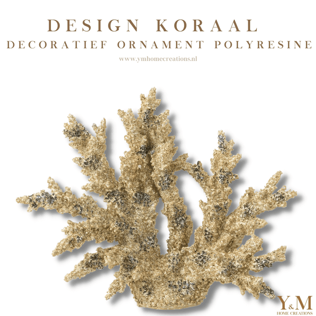 Decoratief Ornament Koraal Taupe Gold Luxe, modern, deco object gemaakt van polyresine met een moderne uitstraling. Prachtig als decoratie item op een salontafel of in een vakkenkast. 