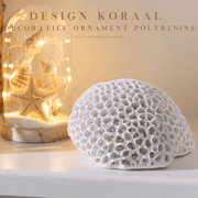 Decoratief Ornament Koraal Rond Wit. Luxe, modern, deco object, koraal bolletje, gemaakt van polyresine met een moderne uitstraling. Prachtig als decoratie item op een salontafel of in een vakkenkast. 