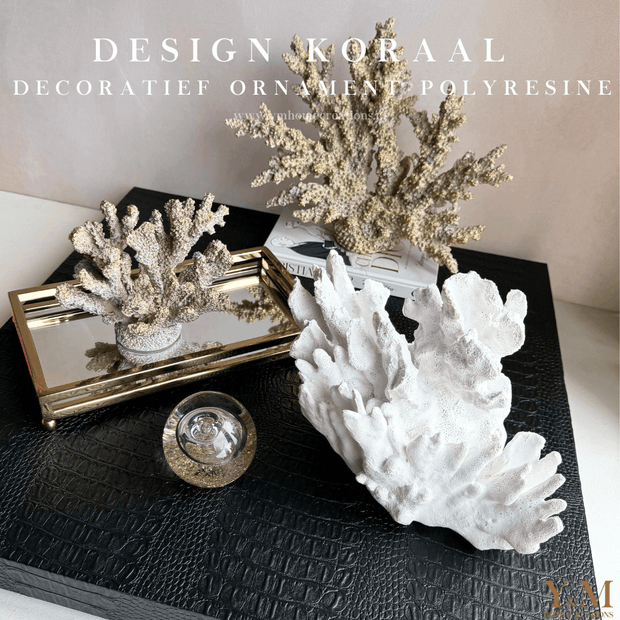 Decoratief Ornament Koraal L Wit  Luxe, modern, deco object gemaakt van polyresine met een moderne uitstraling. Prachtig als decoratie item op een salontafel of in een vakkenkast. 