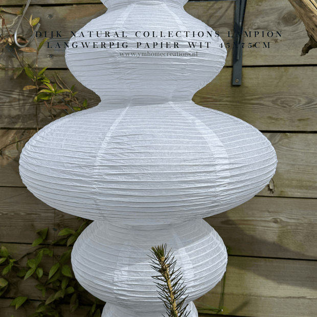 Dijk Natural Collections Luxe witte papier lampion 45x75cm met bloem design. Hang de chique | romantische lampionnen boven de tafels tijdens het diner. In de bomen van de feesttuin of zaal voor o.a. een trouwerij, communie, verjaardag. 
