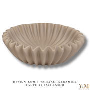 Taupe | Bruin Wave schaal, keramiek.  Prachtige waaier schaal | Kom. Vorm van een koffiefilter. Mooi als decoratie of voor praktisch gebruik: deze plissékom past altijd en in elk interieur!