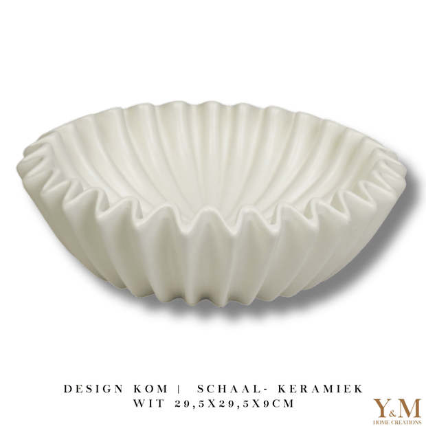 Wit Wave schaal, keramiek. Prachtige waaier schaal | Kom. Vorm van een koffiefilter. Mooi als decoratie of voor praktisch gebruik: deze plissékom past altijd en in elk interieur!