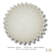 Wit Wave schaal, keramiek. Prachtige waaier schaal | Kom. Vorm van een koffiefilter. Mooi als decoratie of voor praktisch gebruik: deze plissékom past altijd en in elk interieur!
