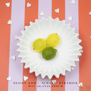 Wit Wave schaal, keramiek. Prachtige waaier schaal | Kom. Vorm van een koffiefilter. Mooi als decoratie of voor praktisch gebruik: deze plissékom past altijd en in elk interieur!