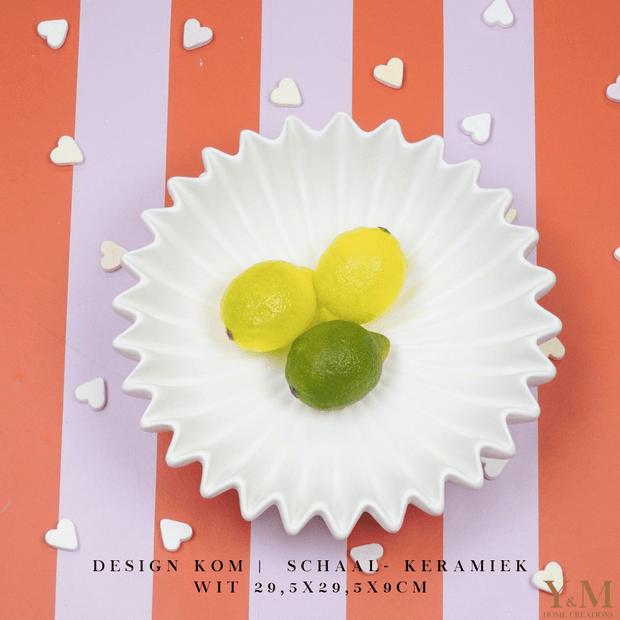 Wit Wave schaal, keramiek. Prachtige waaier schaal | Kom. Vorm van een koffiefilter. Mooi als decoratie of voor praktisch gebruik: deze plissékom past altijd en in elk interieur!
