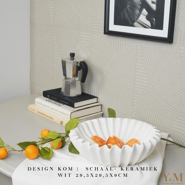 Wit Wave schaal, keramiek. Prachtige waaier schaal | Kom. Vorm van een koffiefilter. Mooi als decoratie of voor praktisch gebruik: deze plissékom past altijd en in elk interieur!