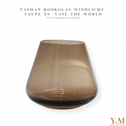 Tasman Taupe XS | PEAR Taupe Rookglas XS - Koop het bij Y&M Home Creations – Eric Kuster – Hotel Chique stijl – Trendy – Smokey glas - Vase The World 
