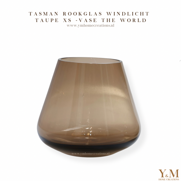 Tasman Taupe XS | PEAR Taupe Rookglas XS - Koop het bij Y&M Home Creations – Eric Kuster – Hotel Chique stijl – Trendy – Smokey glas - Vase The World 
