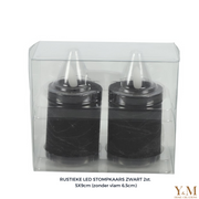 Countryfield Rustieke LED Stompkaars Zwart | Black 5x9cm. Geen walm en geen druipend kaarsvet meer. Gemaakt van wax. Lijkt & voelt net echt