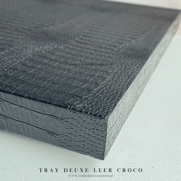 Exclusieve, Deluxe Zwart Leer CROCO  Print Tray Uniek & strak in al zijn eenvoud, Superhandig in gebruik en echt geschikt als ondergrond om jouw prachtige accessoires op te stijlen.