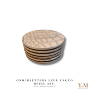 Croco Leren Onderzetters Beige | Taupe - Nederlandse Designer – Mooi i.c.m. luxe tray | dienbladen. Interieur woonaccessoires die jouw interieur net even die extra chique uitstraling geven!  Shop deze bij Y&M Home Creations!