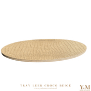 Luxe, Exclusive Ovale Tray Croco Leer Beige | Taupe 70x35cm. Stijl jouw luxe, trendy woonaccessoires af op een uniek dienblad  tray en steel de show in jouw interieur.