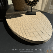 Luxe, Exclusive Ovale Tray Croco Leer Beige | Taupe 70x35cm. Stijl jouw luxe, trendy woonaccessoires af op een uniek dienblad  tray en steel de show in jouw interieur.