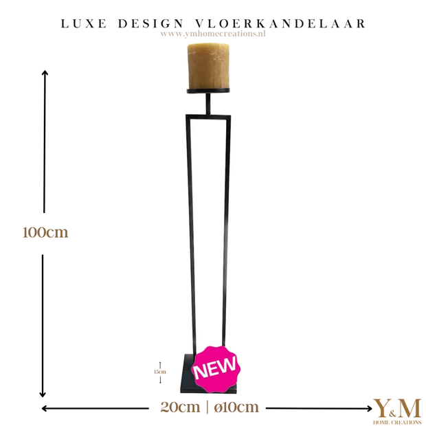 Prachtige Luxe Design zwarte metaal voetkandelaar 100cm van Vase The World, met een modern strak uiterlijk.  “Mooie chique, moderne kaarsenhouder. Een statement in jouw interieur!” Shop bij Y&M