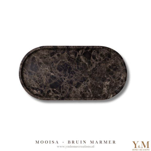 De luxe massief bruin, Dark Emperador MOOISA tray ovaal 30x15, gemaakt van hoogwaardig marmer is een prachtige toevoeging aan jouw interieur. Supermooi, stoer & luxe. 