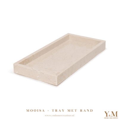 De luxe natuurlijk massief beige, crème marmer MOOISA trays met rand, gemaakt van hoogwaardig marmer van zijn een prachtige toevoeging aan jouw interieur. Supermooi, stoer & luxe. 