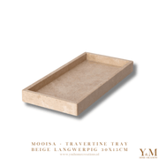 Luxe travertine trays 30x15x3cm van MOOISA zijn een prachtige toevoeging aan jouw interieur. Supermooi, elegant, stoer & luxe. Dienblad gemaakt uit mooi natuurlijk massief beige, crème travertijn. 