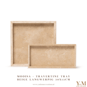 Luxe travertine trays 30x15x3cm van MOOISA zijn een prachtige toevoeging aan jouw interieur. Supermooi, elegant, stoer & luxe. Dienblad gemaakt uit mooi natuurlijk massief beige, crème travertijn. 