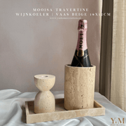 Luxe travertine Design Wijnkoeler |  Vaas 18x12cm van MOOISA. Prachtige toevoeging aan jouw interieur. Supermooi, elegant, stoer & luxe Vaas, gemaakt uit mooi natuurlijk massief beige, crème travertijn. TREND VAN 2024
