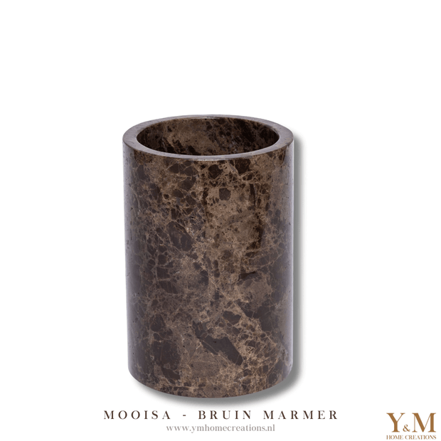 Luxe marmer Design Wijnkoeler |  Vaas 18x12cm Bruin | Dark Emperador van MOOISA. Prachtige toevoeging aan jouw interieur. Supermooi, elegant, stoer & luxe Wijncooler TREND VAN 2024