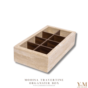 Luxe travertine organizer | opbergbak van MOOISA is een prachtige toevoeging aan jouw interieur. Supermooi, elegant, stoer & luxe. Koffie opruimbak gemaakt uit mooi natuurlijk massief beige, crème travertijn. 