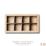 Luxe travertine organizer | opbergbak van MOOISA is een prachtige toevoeging aan jouw interieur. Supermooi, elegant, stoer & luxe. Koffie opruimbak gemaakt uit mooi natuurlijk massief beige, crème travertijn. 