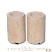 MOOISA Luxe travertine Design Waxinelichthouder 6x10cm van MOOISA. Prachtige toevoeging aan jouw interieur. Supermooi, elegant, stoer & luxe Kandelaar, gemaakt uit mooi natuurlijk massief beige, crème travertijn. TREND VAN 2024