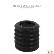 Pillar Candle Layered Circles Black | Zwart Small  Mooi met de glazen kaarsenhouders, ook te koop bij Y&M