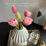 Hoog kwaliteit kunst Dubbele Tulpen bosje van 5st. 29cm, Licht Roze. Maak jouw vaas compleet met mooie Real Touch PioenTulpen (Tulips). Zijden | Kunst bloemen. Shop bij Y&M Home Creations