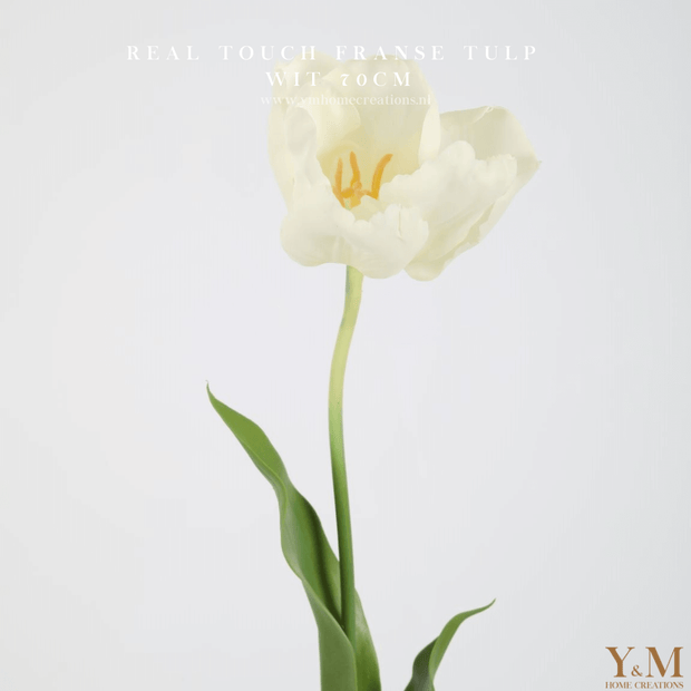 Hoog kwaliteit kunst Tulp Zijden Franse Tulp 70cm Wit. Maak jouw vaas compleet met mooie Real Touch Tulpen (Tulips). Zijden | Kunst bloemen. Shop bij Y&M Home Creations