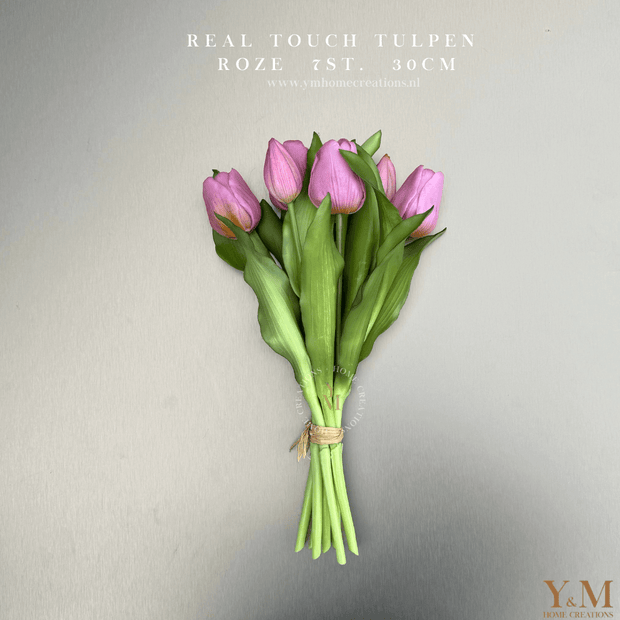 Hoog kwaliteit kunst Tulpen bos van 7st. 30cm, Mauve | Roze.. Maak jouw vaas compleet met mooie Real Touch Tulpen (Tulips). Zijden | Kunst bloemen - Shop bij Y&M Home Creations