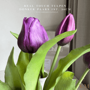 Hoog kwaliteit kunst Zijden Real Touch Tulpen 7st. 30cm, Donker Paars. Maak jouw vaas compleet met mooie Real Touch Tulpen (Tulips). Zijden | Kunst bloemen. Shop bij Y&M Home Creations