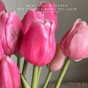 Hoog kwaliteit kunst Zijden Real Touch Tulpen 7st. 43cm, Fuchsia Roze. Maak jouw vaas compleet met mooie Real Touch Tulpen (Tulips). Zijden | Kunst bloemen. Shop bij Y&M Home Creations