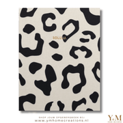 SOLULU - Leopard Opbergboek (L) - Beige met zwarte Luipaard print - met de uitstraling van een écht koffietafelboek! Perfect voor in een serene (Japandi) woonstijl.
