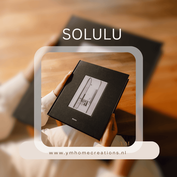 SOLULU - Monochrome Living Opbergboek (M) - Zwart (met zwart wit foto) met de uitstraling van een écht koffietafelboek! Perfect voor in een serene (Japandi) woonstijl.