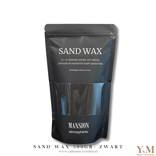 SAND WAX Zwart 500gr. De Nieuwste Trend! Maak unieke Kaarsen. Hoogwaardige parelvormige was van Mansion. Shop bij Y&M Home Creations